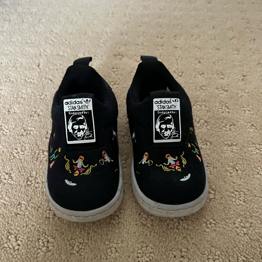 Adidas Stan Smith Black Slip-On Sneakers - toddler size 5
